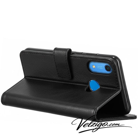 Étui portefeuille noir élégant pour Huawei Y6S avec compartiments cartes intégrés - Protection complète téléphone