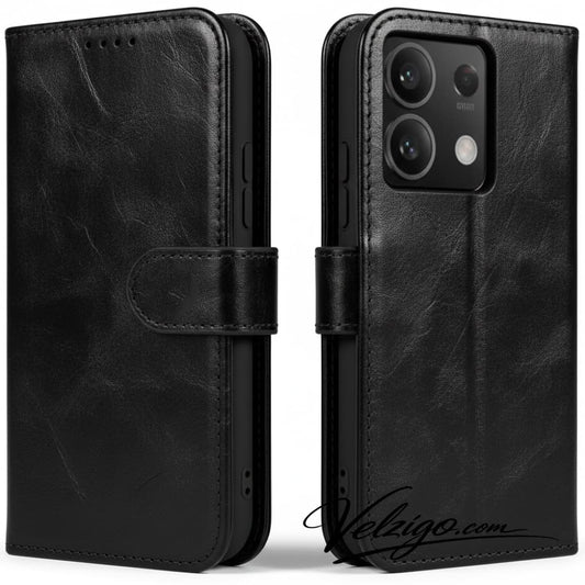 Coque portefeuille élégante noir pour Xiaomi Redmi Note 13 5G, protection complète avec compartiments cartes intégrés - Accessoire mobile premium
