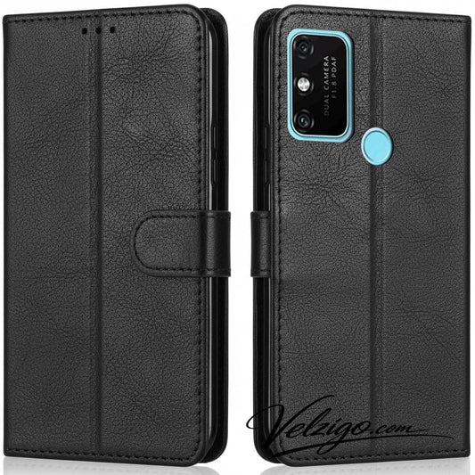 Housse portefeuille noire premium pour Huawei Honor 9A, étui de protection avec compartiments cartes - Accessoire Velzigo
