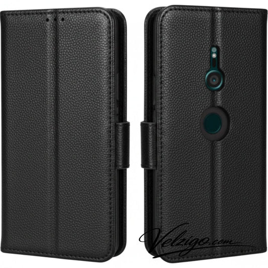 Étui portefeuille noir élégant pour Sony Xperia XZ3, protection complète avec compartiments pour cartes et billets