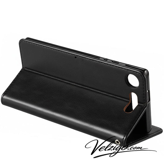Étui portefeuille noir élégant pour Sony Xperia XZ1, housse de protection avec compartiments pour cartes - Accessoire mobile Velzigo