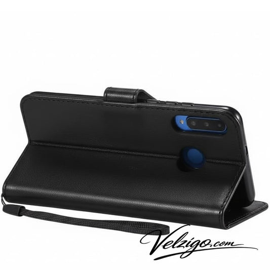 Étui portefeuille noir premium pour Huawei P30 Lite, protection complète avec compartiments cartes intégrés - Coque de qualité supérieure