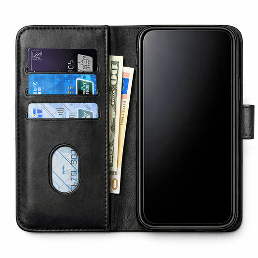 Étui portefeuille noir luxueux pour iPhone 14, protection sophistiquée avec compartiments cartes intégrés - Accessoire premium Velzigo