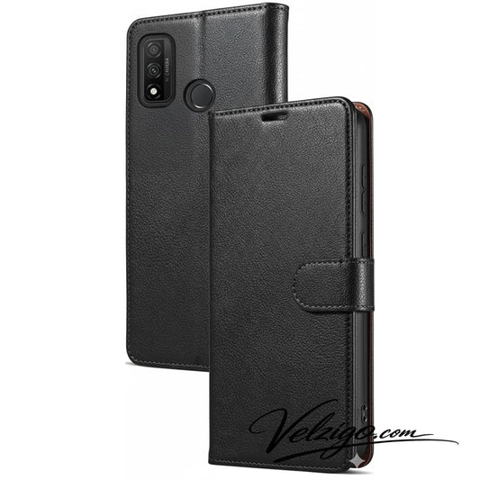 Housse portefeuille noire élégante pour Huawei P Smart 2020, protection complète avec compartiments cartes - Accessoire mobile premium