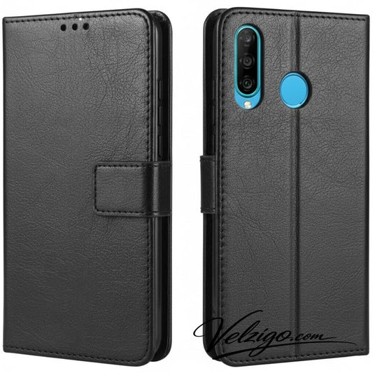 Housse portefeuille noire premium pour Huawei Honor 20 Lite avec compartiments cartes - Protection complète et élégante