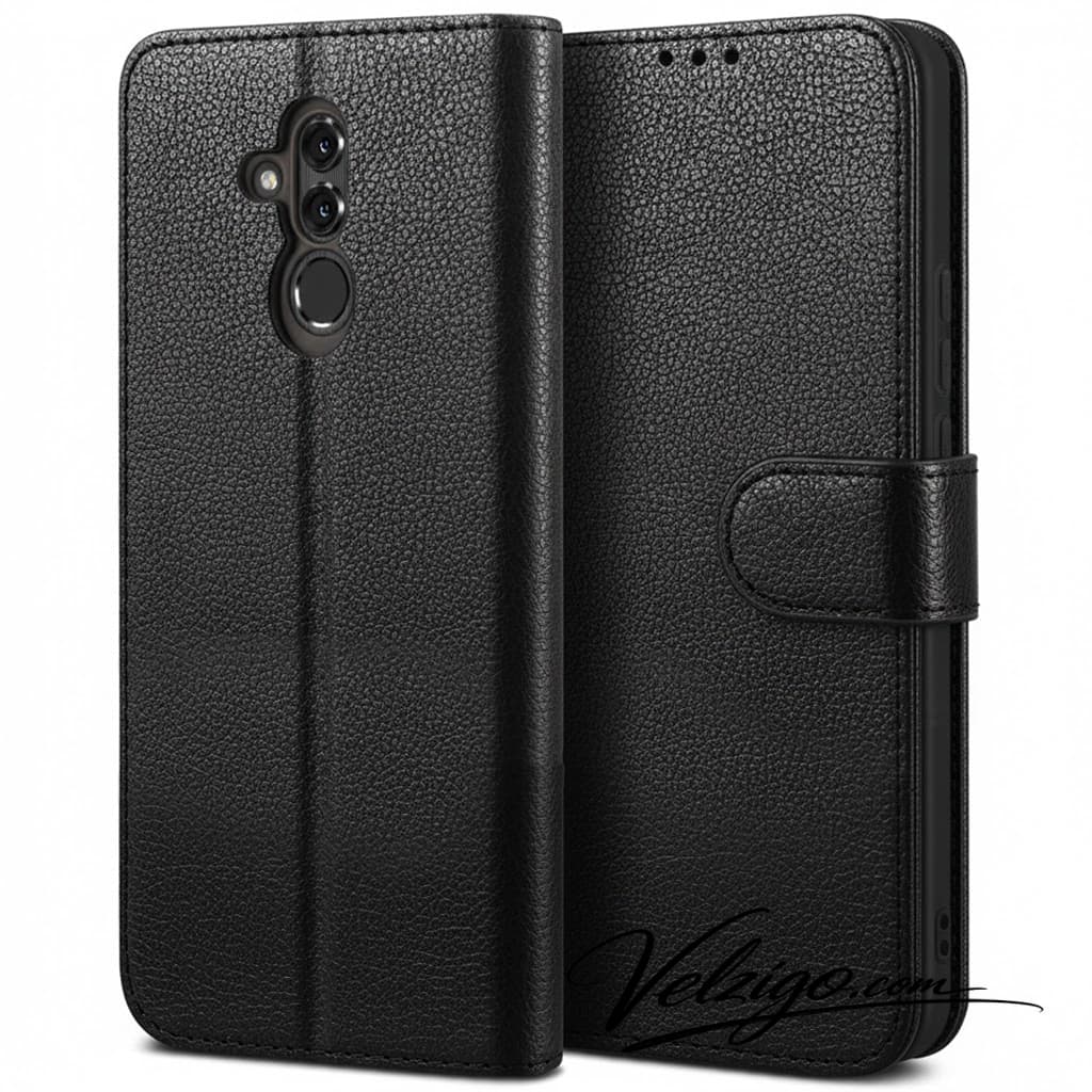Étui portefeuille noir élégant pour Huawei Mate 20 Lite, protection complète avec compartiments cartes intégrés - Accessoire mobile premium