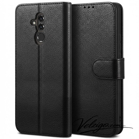 Étui portefeuille noir élégant pour Huawei Mate 20 Lite, protection complète avec compartiments cartes intégrés - Accessoire mobile premium