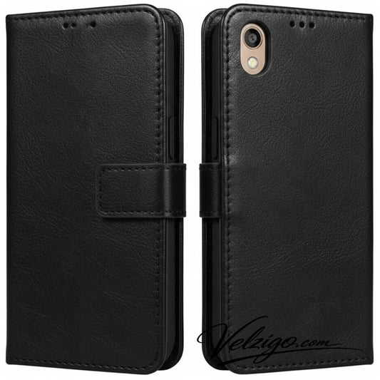 Étui portefeuille noir premium pour Huawei Y5 2019, protection complète avec compartiments cartes - Coque de protection élégante