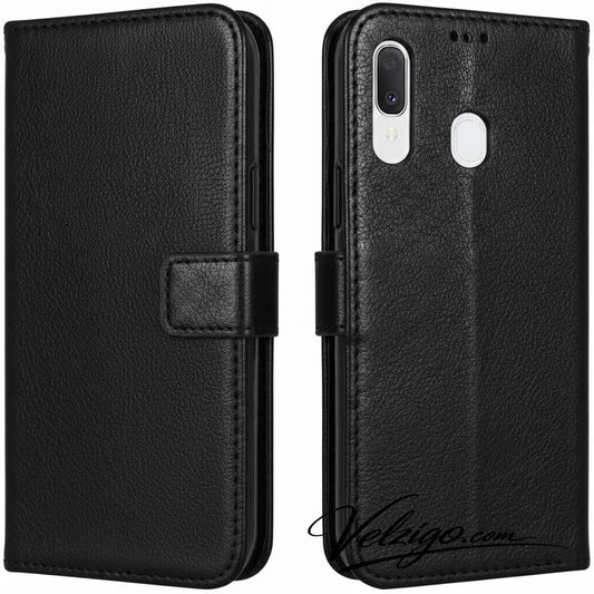 Étui portefeuille noir premium pour Huawei Y7 2019, protection complète avec compartiments cartes intégrés - Accessoire mobile Velzigo