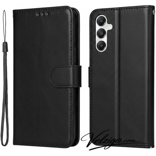 Étui portefeuille noir premium pour Samsung Galaxy A05S, protection complète avec compartiments cartes intégrés - Coque haut de gamme Velzigo