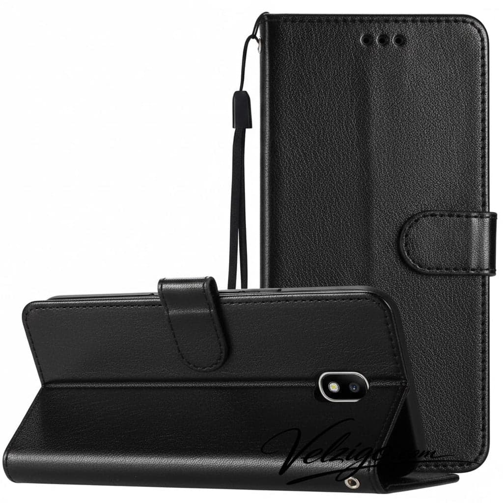 Étui portefeuille noir premium pour Samsung Galaxy J5 2017 J530, protection complète avec compartiments cartes intégrés - Accessoire mobile Velzigo