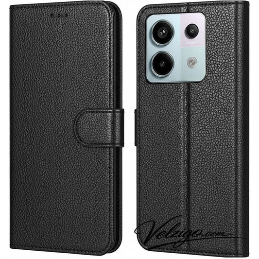 Étui portefeuille noir élégant pour Xiaomi Redmi Note 13 Pro 5G, protection complète avec compartiments cartes intégrés - Accessoire mobile premium