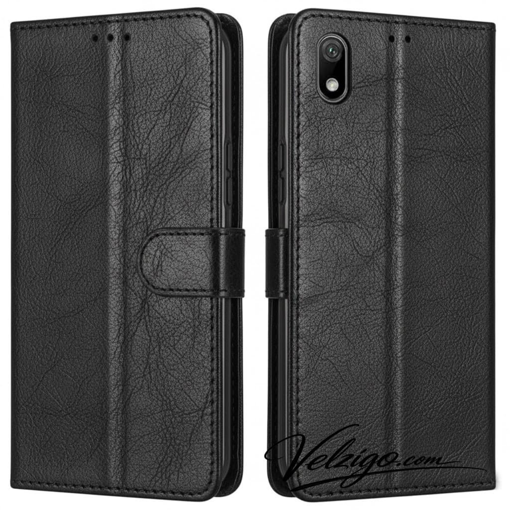 Étui portefeuille noir premium pour Huawei Honor 8S, housse de protection élégante avec compartiments pour cartes et billets - Accessoire mobile Velzigo