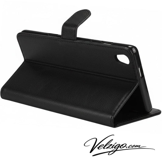 Étui portefeuille noir élégant pour Sony Xperia XA1 Ultra, protection complète écran 6 pouces avec compartiments cartes - Accessoire mobile premium