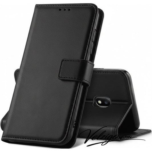 Étui portefeuille noir élégant pour Samsung Galaxy J3 2017 modèle J330, coque de protection avec rangement cartes - Accessoire mobile Velzigo