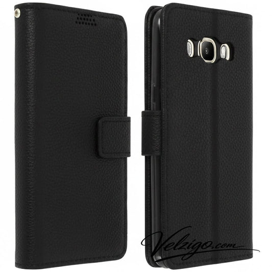 Étui portefeuille noir élégant pour Samsung Galaxy J5 2016, protection complète avec compartiments cartes - Accessoire mobile premium