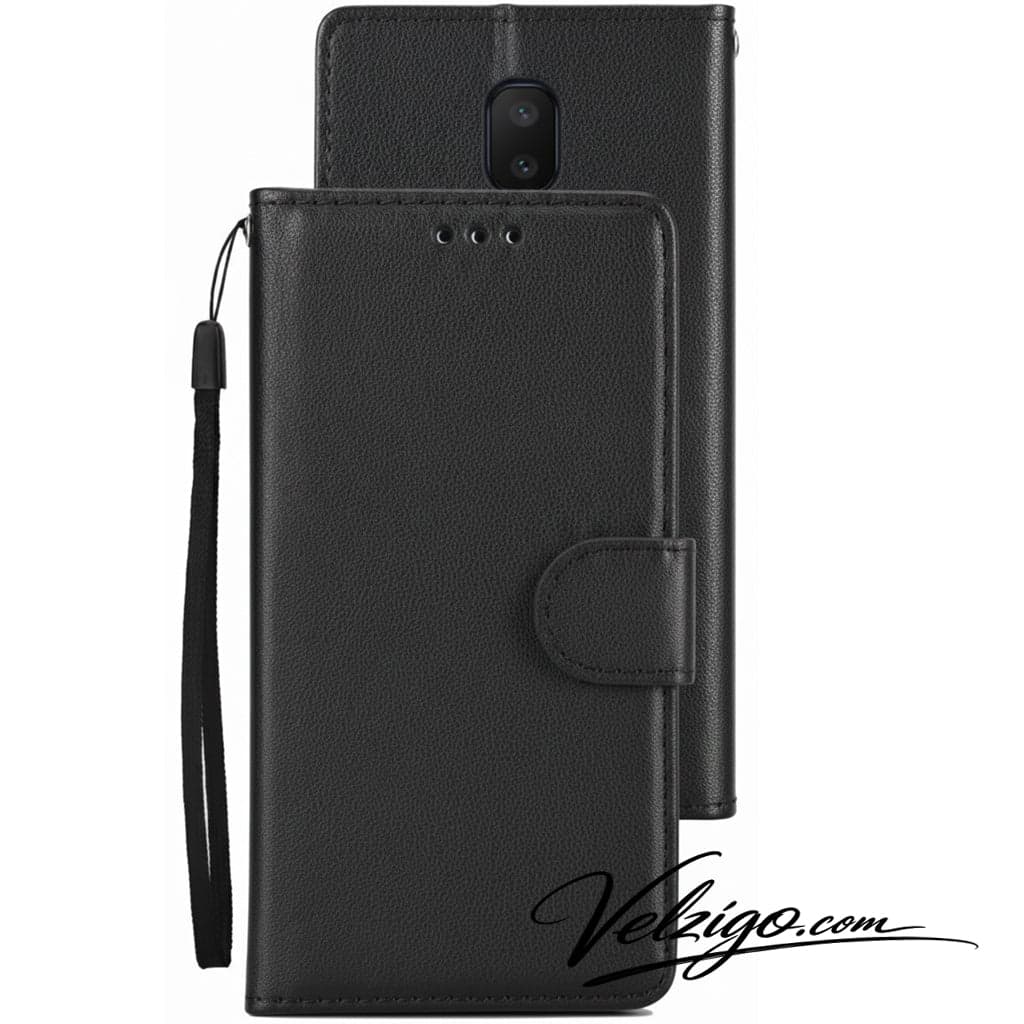 Étui portefeuille premium noir pour Samsung Galaxy J7 2017 modèle J730, protection complète avec compartiments cartes intégrés - Velzigo