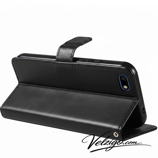 Étui portefeuille protection noir premium pour Huawei Y5 2018, coque housse avec compartiments cartes intégrés - Accessoire mobile Velzigo